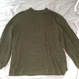 women’s army green, bubble sleeve blouse